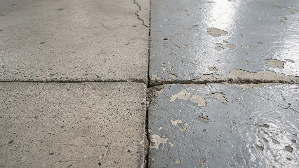 Contraste surface béton avant et après hydrodécapage montrant la rugosité obtenue